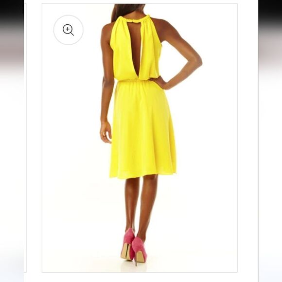Daniela Corte Opening Dress, Yellow, Open Back, 100% Silk, Size 40, Small - Picture 2 of 11